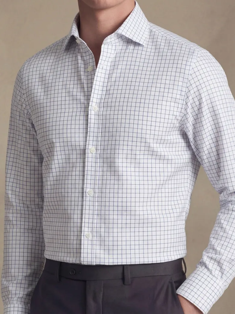 Easy-iron plain white poplin shirt