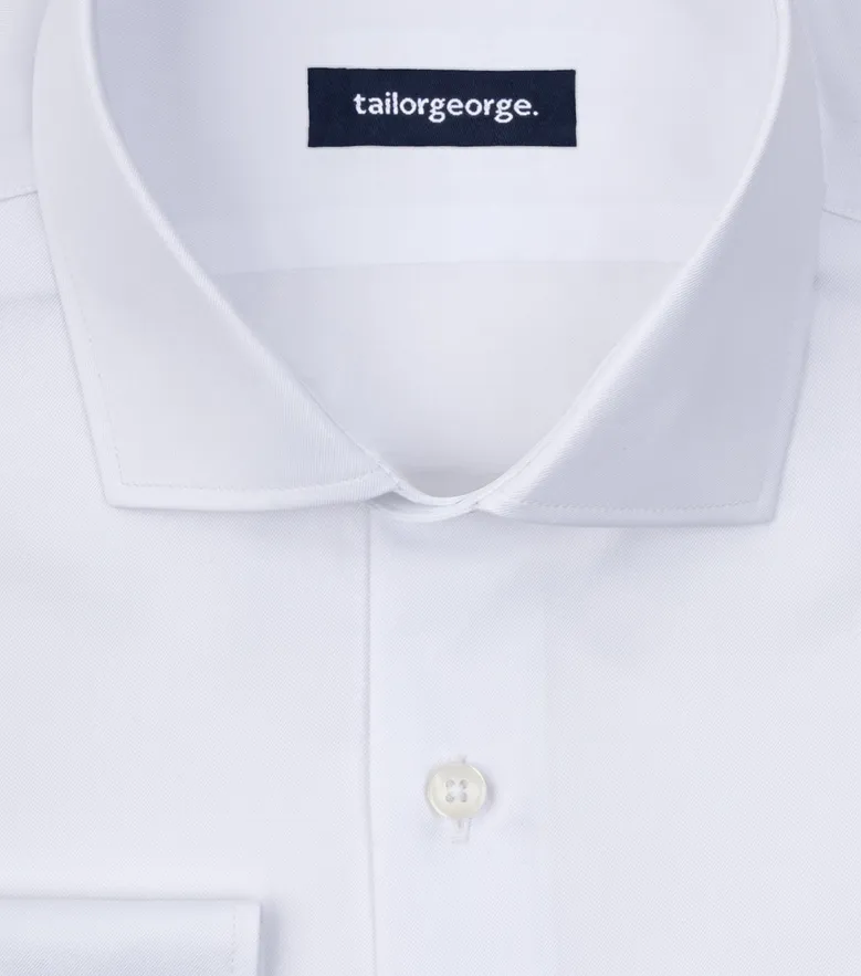 Easy-iron plain white poplin shirt