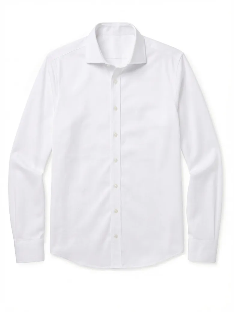Easy-iron plain white poplin shirt