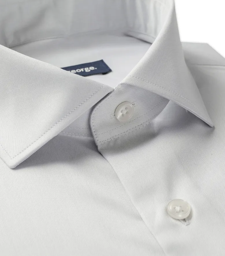 Easy-iron plain white poplin shirt