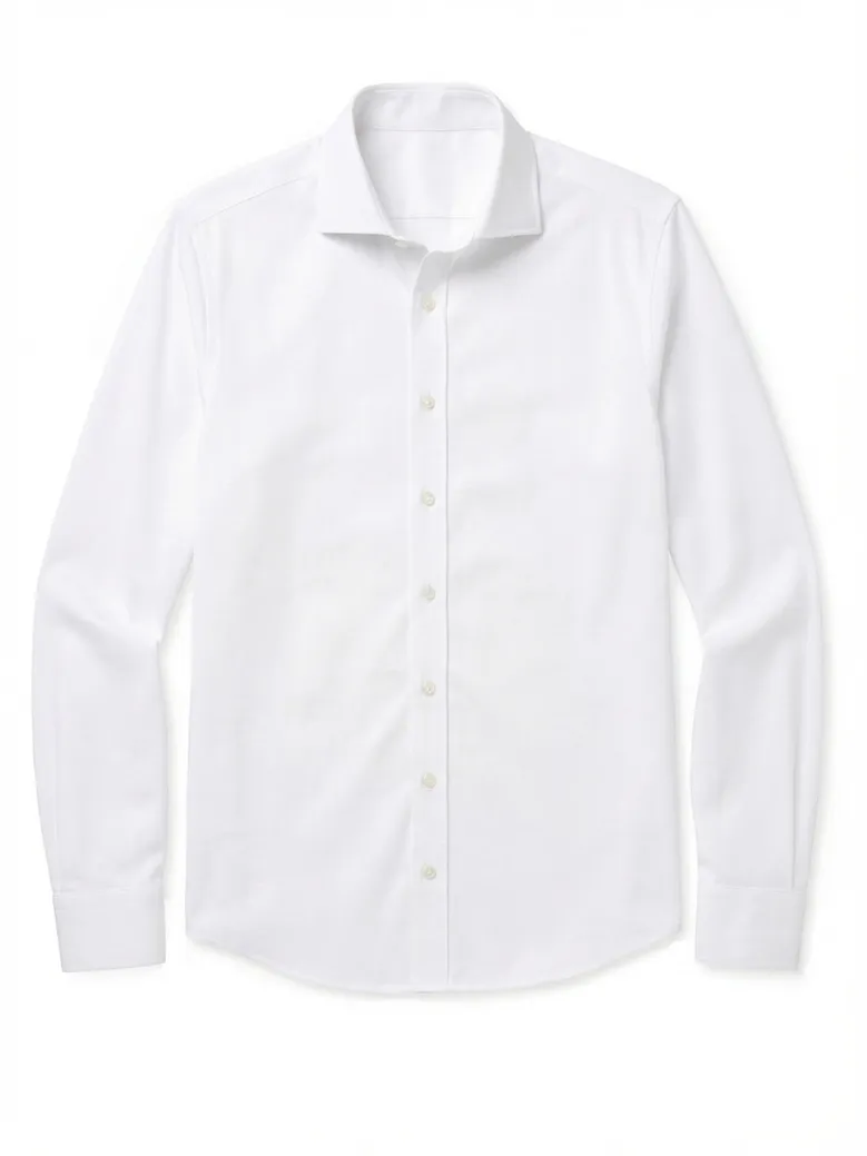 Easy-iron plain white poplin shirt