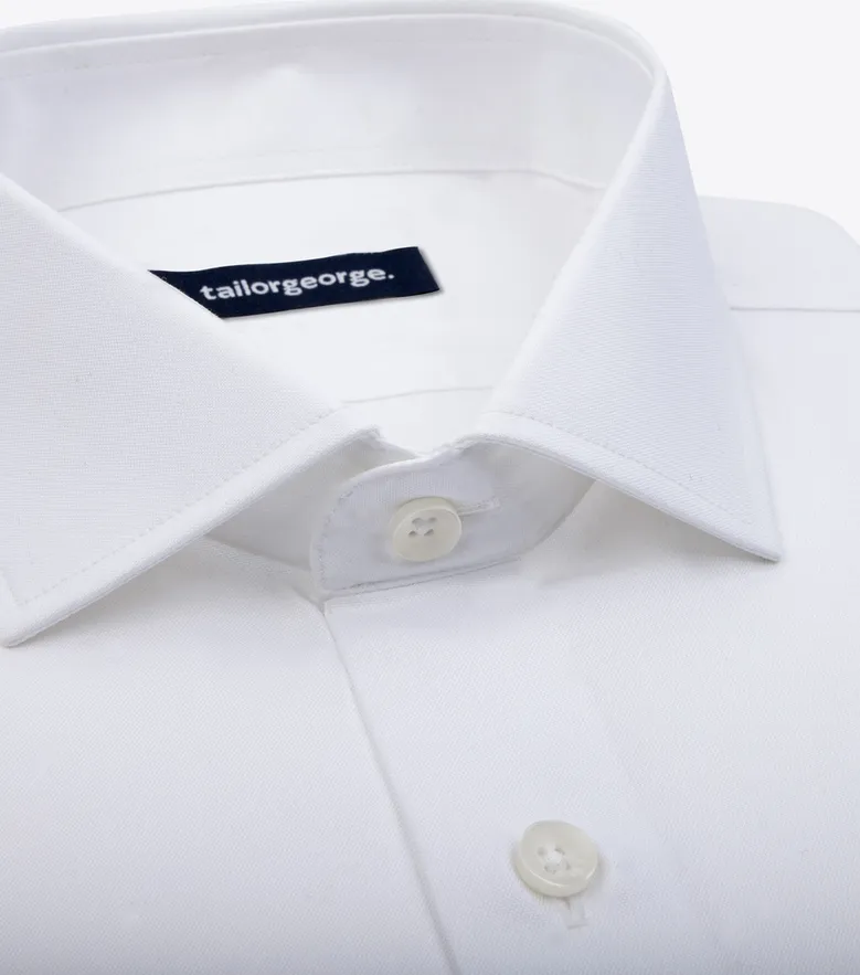 Easy-iron plain white poplin shirt