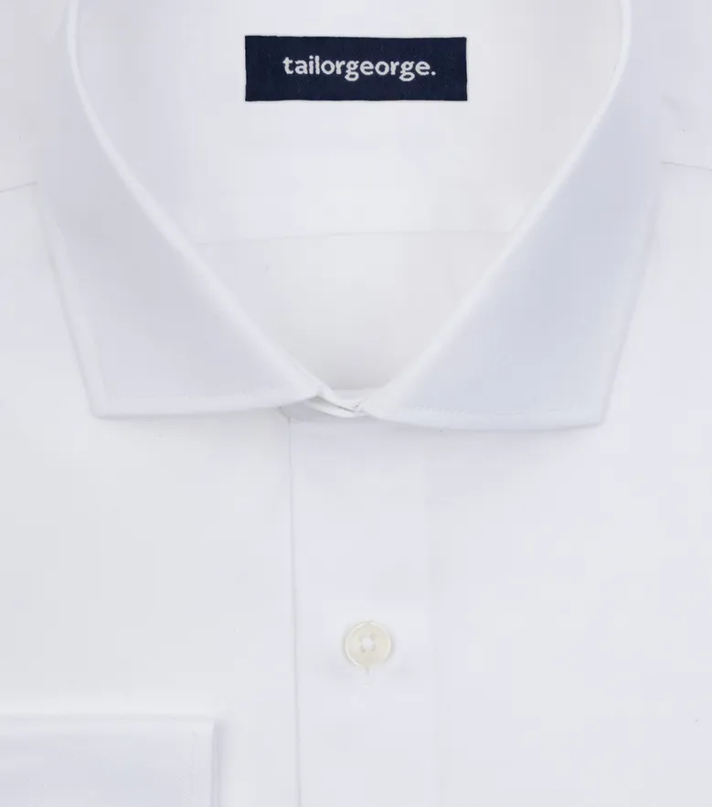 Easy-iron plain white poplin shirt