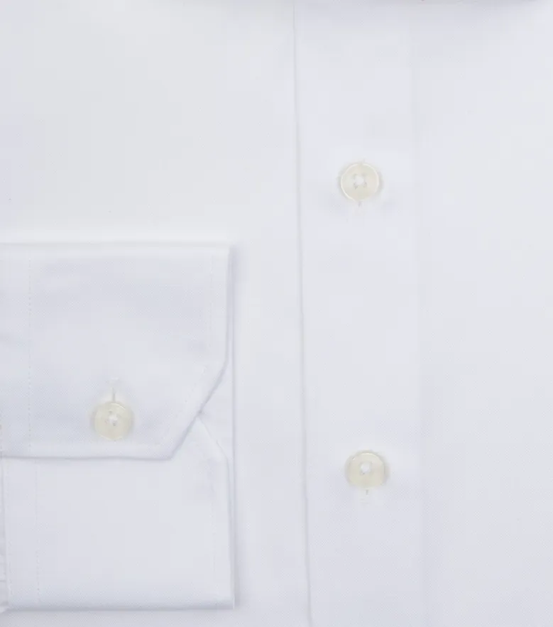 Easy-iron plain white poplin shirt