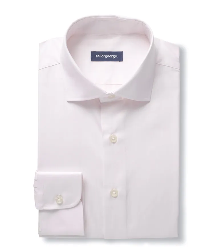 Easy-iron plain white poplin shirt