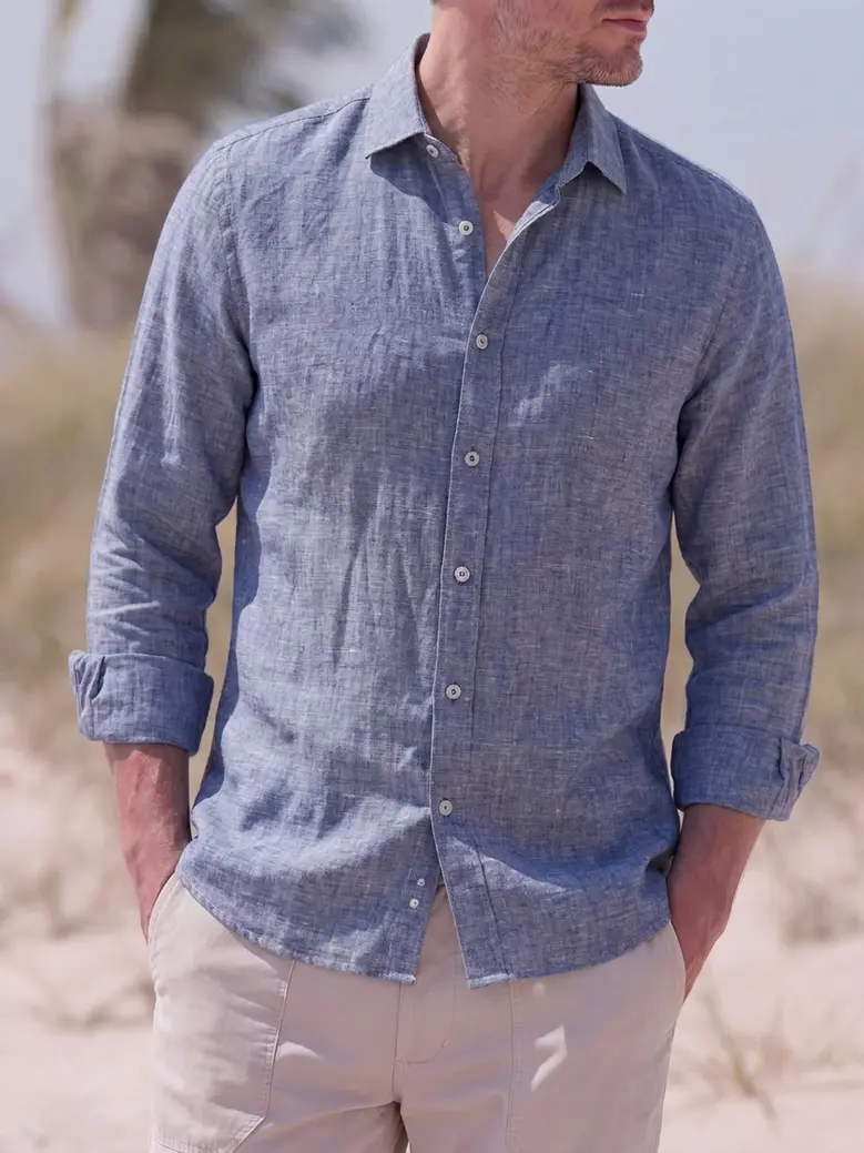 Easy-iron plain white poplin shirt