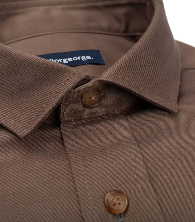 Easy-iron plain white poplin shirt