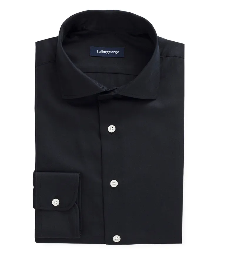 Easy-iron plain white poplin shirt