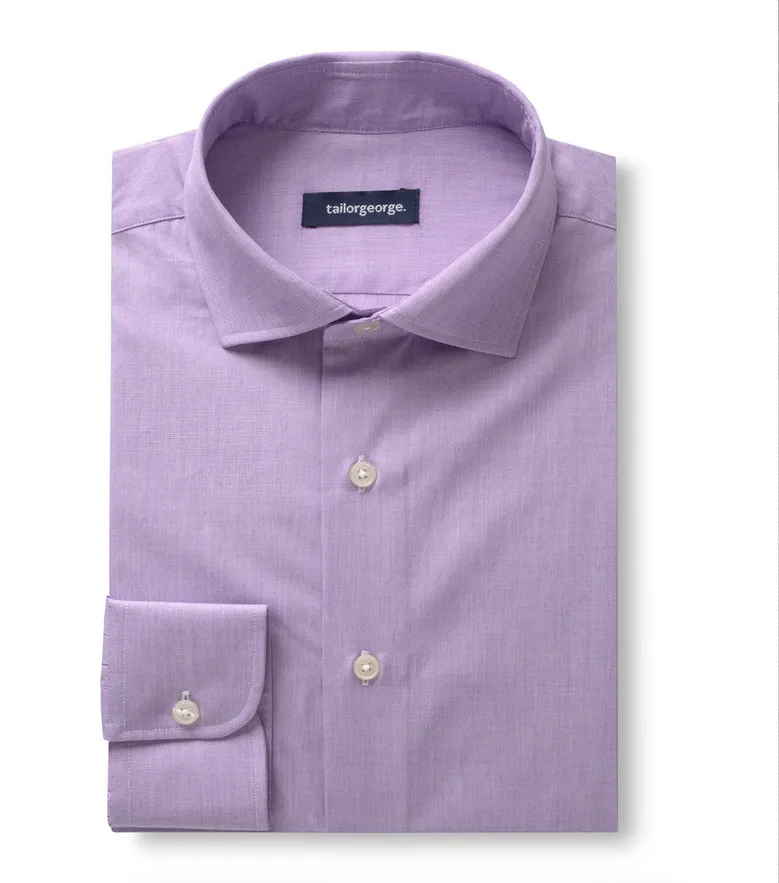 Easy-iron plain white poplin shirt