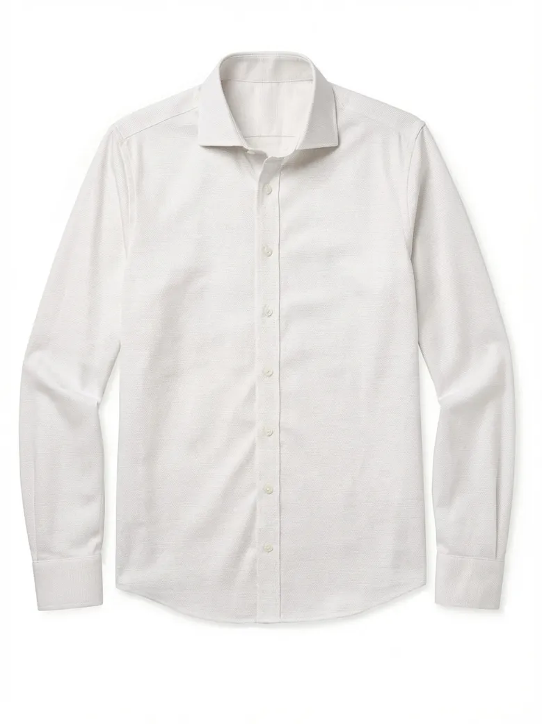 Easy-iron plain white poplin shirt