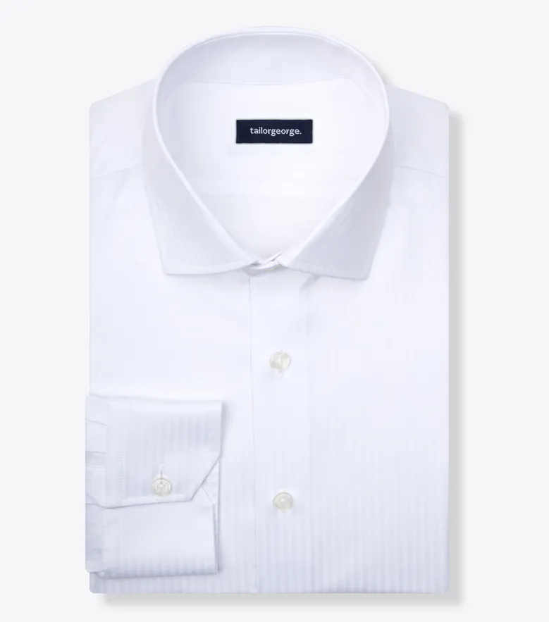 Easy-iron plain white poplin shirt