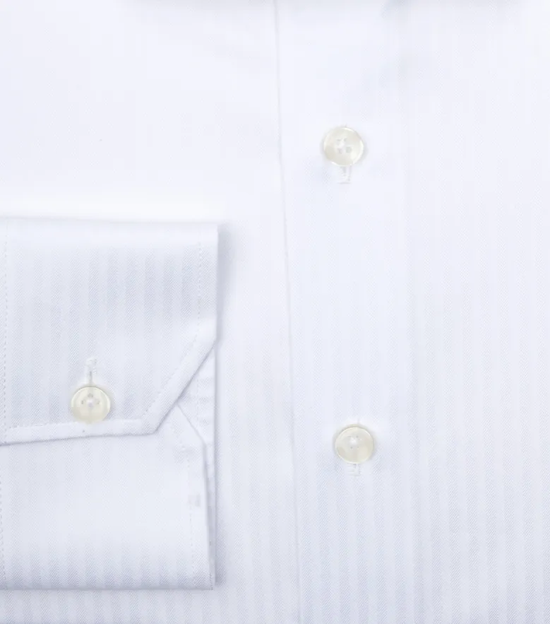 Easy-iron plain white poplin shirt