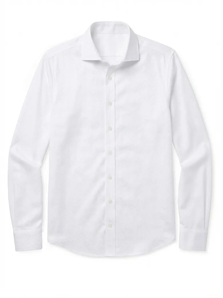 Easy-iron plain white poplin shirt