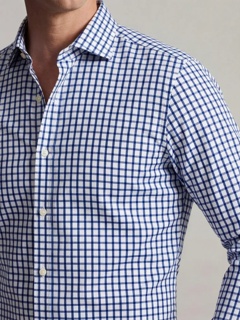 Easy-iron plain white poplin shirt