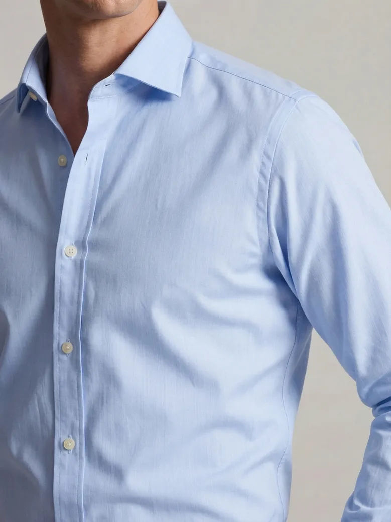 Easy-iron plain white poplin shirt
