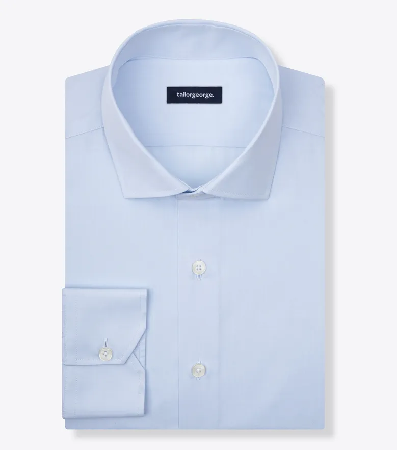 Easy-iron plain white poplin shirt