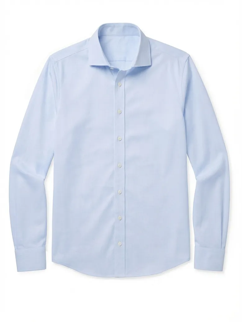 Easy-iron plain white poplin shirt