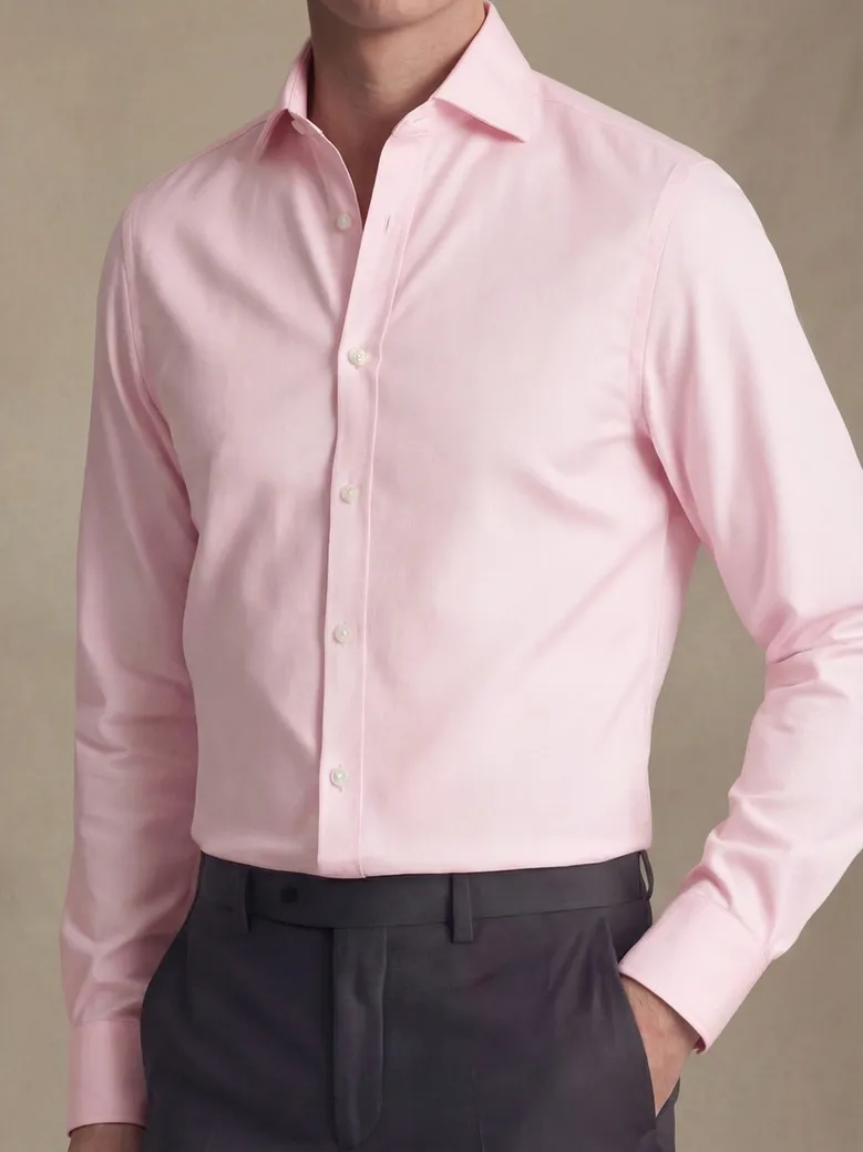 Easy-iron plain white poplin shirt