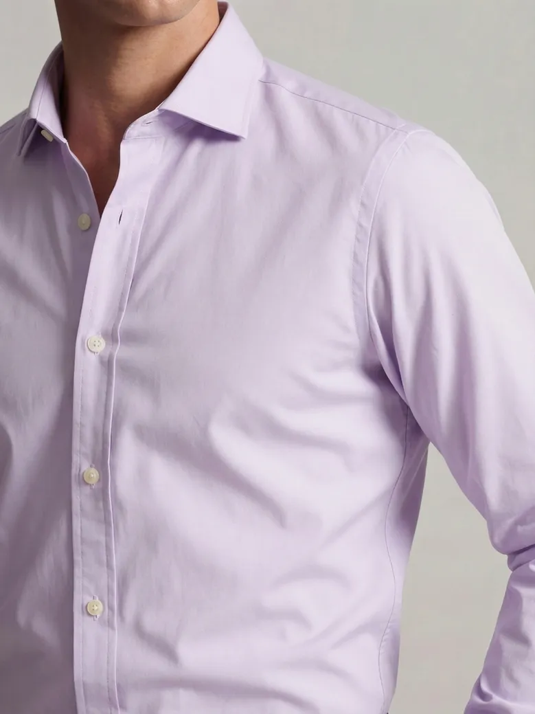 Easy-iron plain white poplin shirt