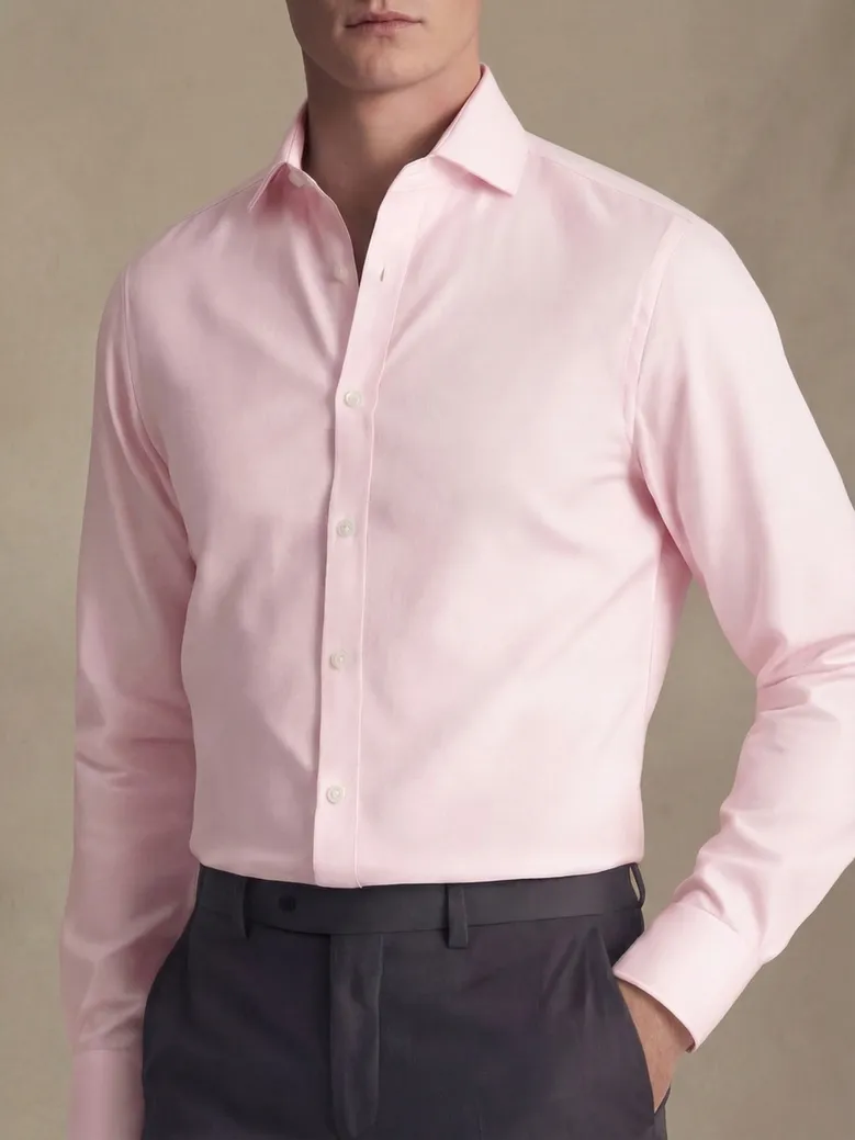Easy-iron plain white poplin shirt