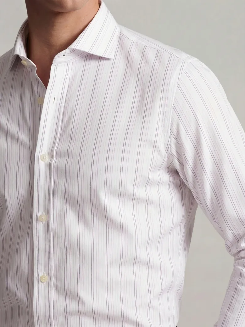 Easy-iron plain white poplin shirt