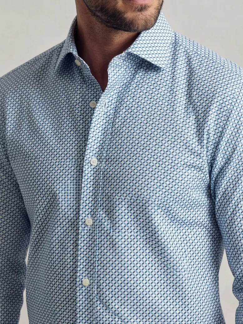 Easy-iron plain white poplin shirt
