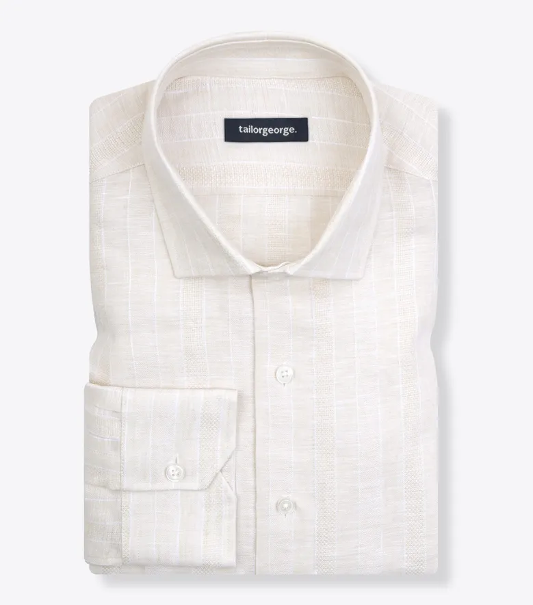 Easy-iron plain white poplin shirt