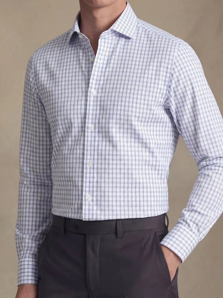 Easy-iron plain white poplin shirt