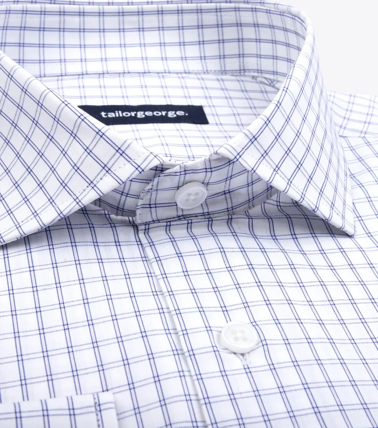 Easy-iron plain white poplin shirt