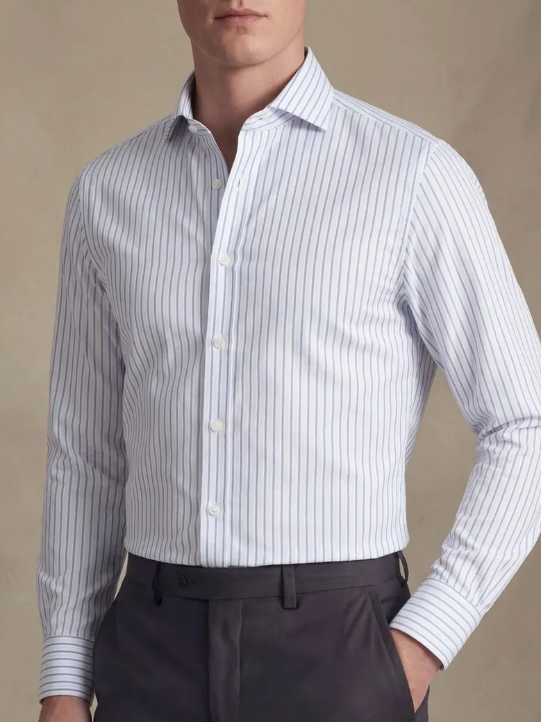 Easy-iron plain white poplin shirt