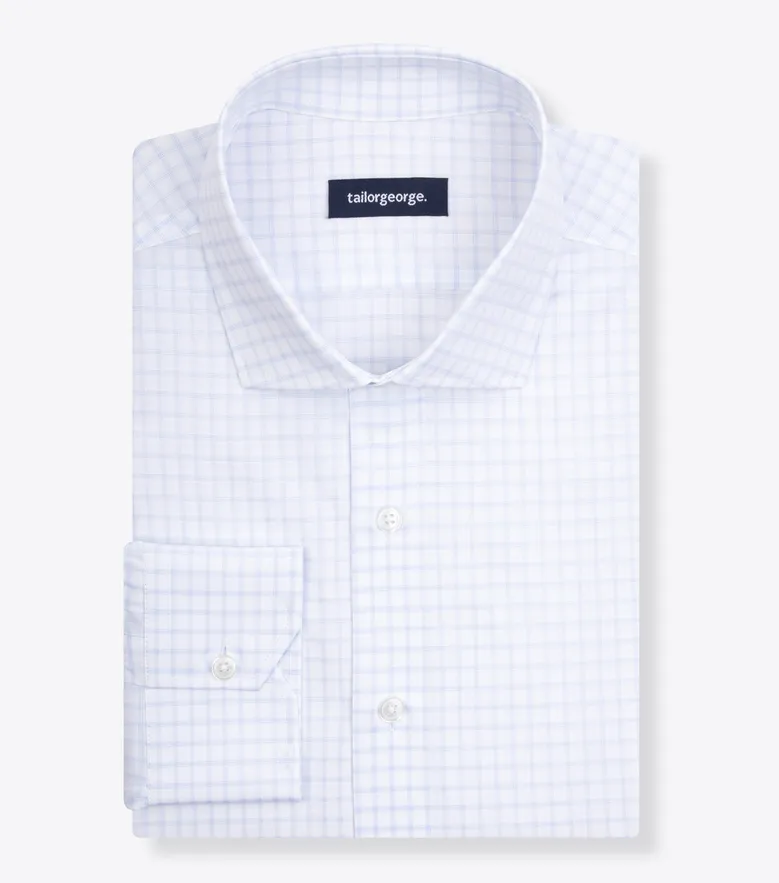 Easy-iron plain white poplin shirt