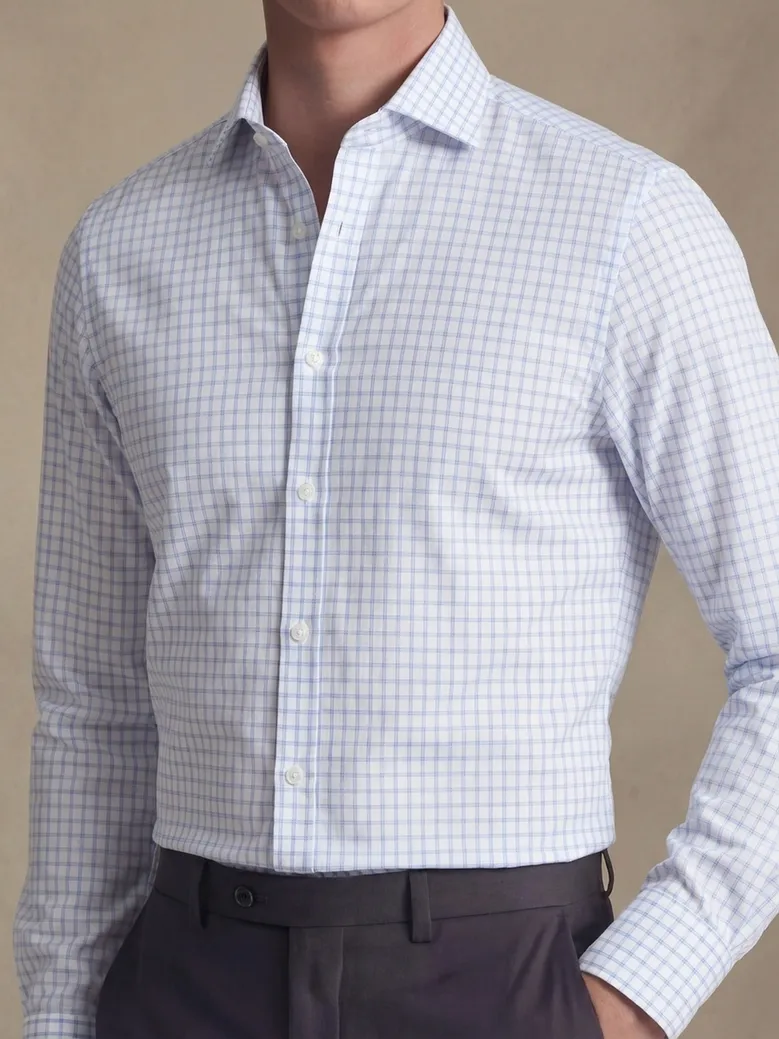 Easy-iron plain white poplin shirt