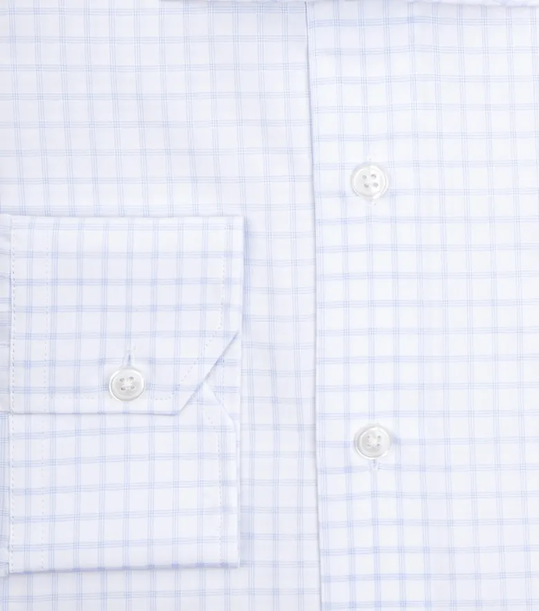 Easy-iron plain white poplin shirt