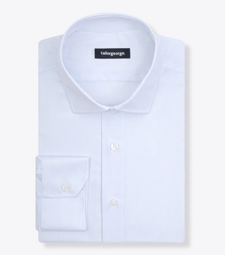 Easy-iron plain white poplin shirt