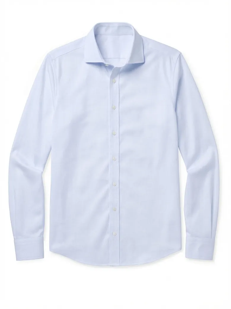 Easy-iron plain white poplin shirt