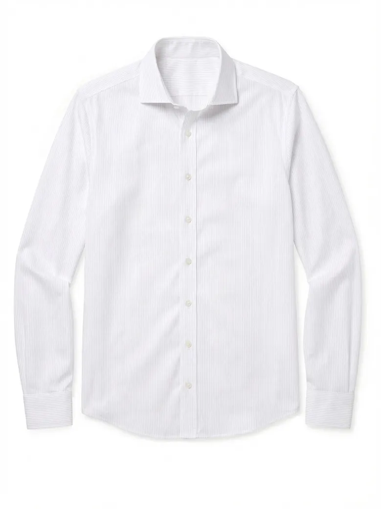 Easy-iron plain white poplin shirt