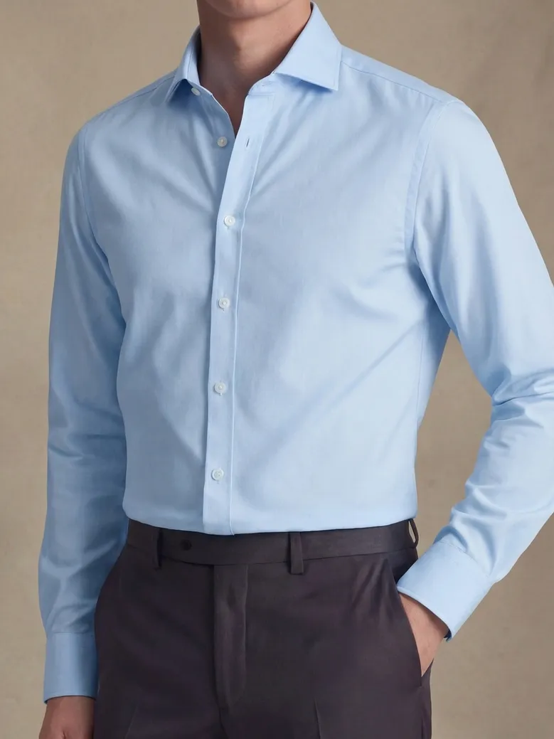 Easy-iron plain white poplin shirt