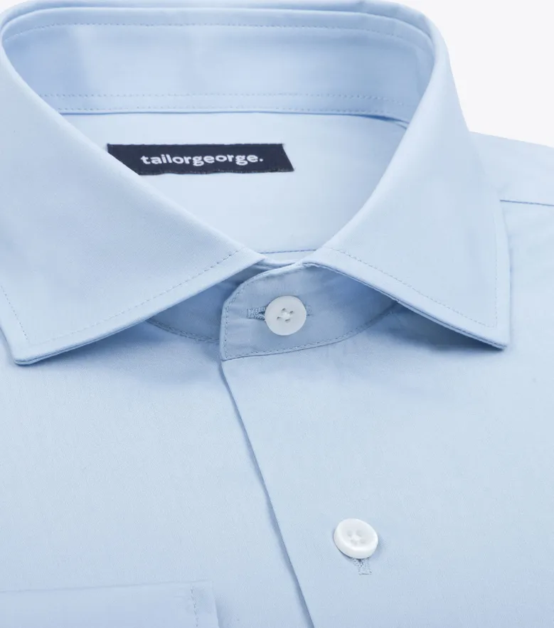 Easy-iron plain white poplin shirt