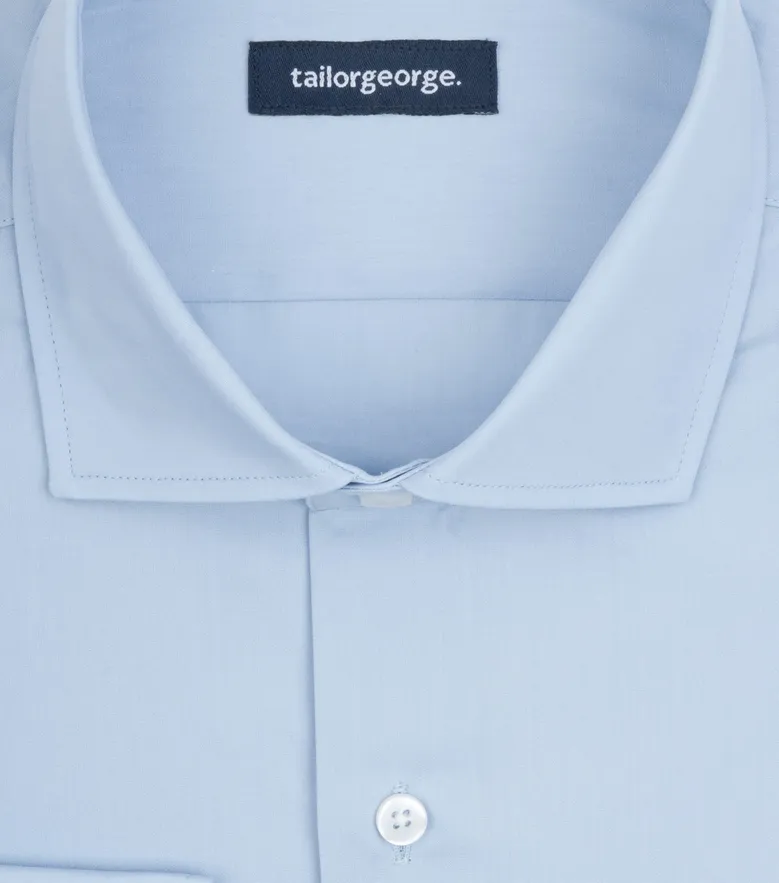 Easy-iron plain white poplin shirt