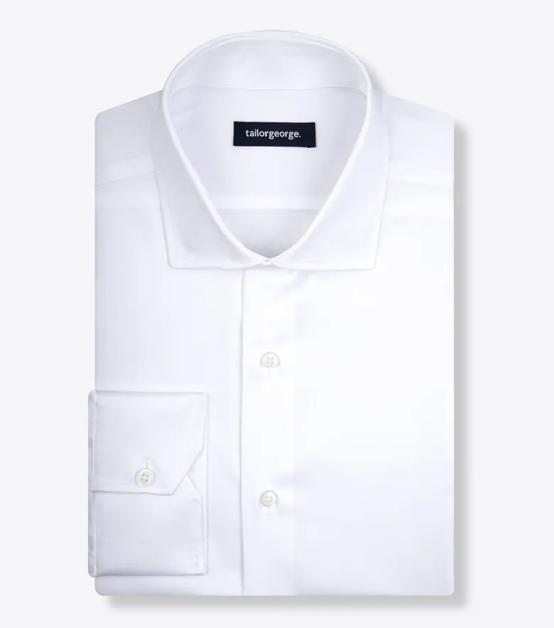 Easy-iron plain white poplin shirt