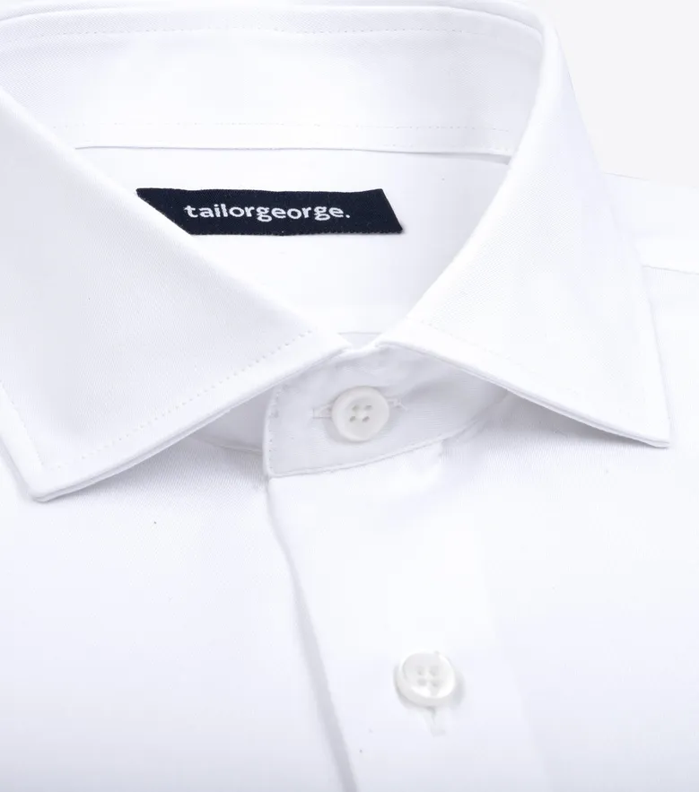 Easy-iron plain white poplin shirt
