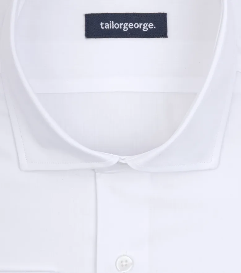 Easy-iron plain white poplin shirt