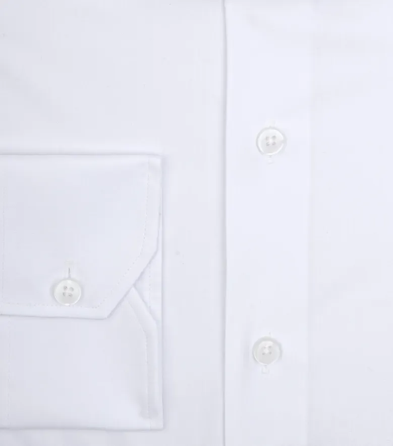 Easy-iron plain white poplin shirt