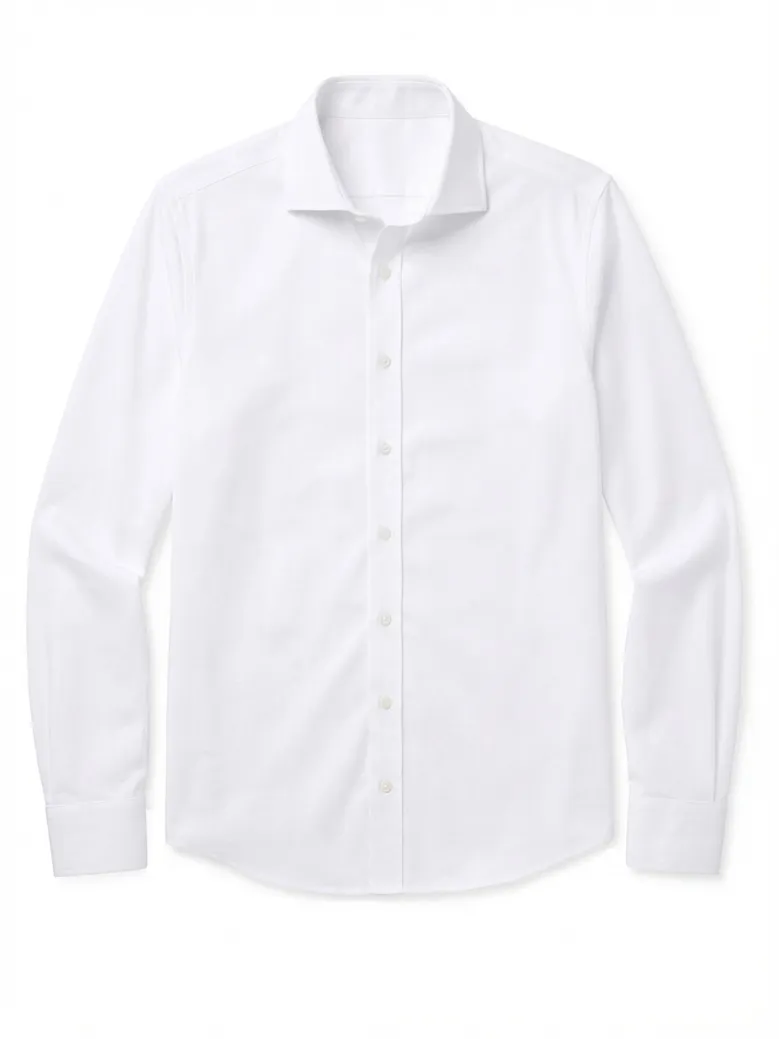 Easy-iron plain white poplin shirt
