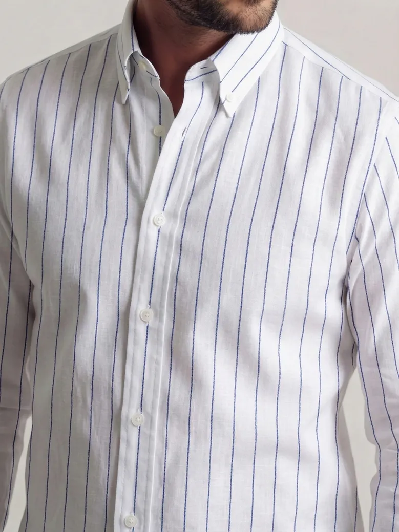 Easy-iron plain white poplin shirt