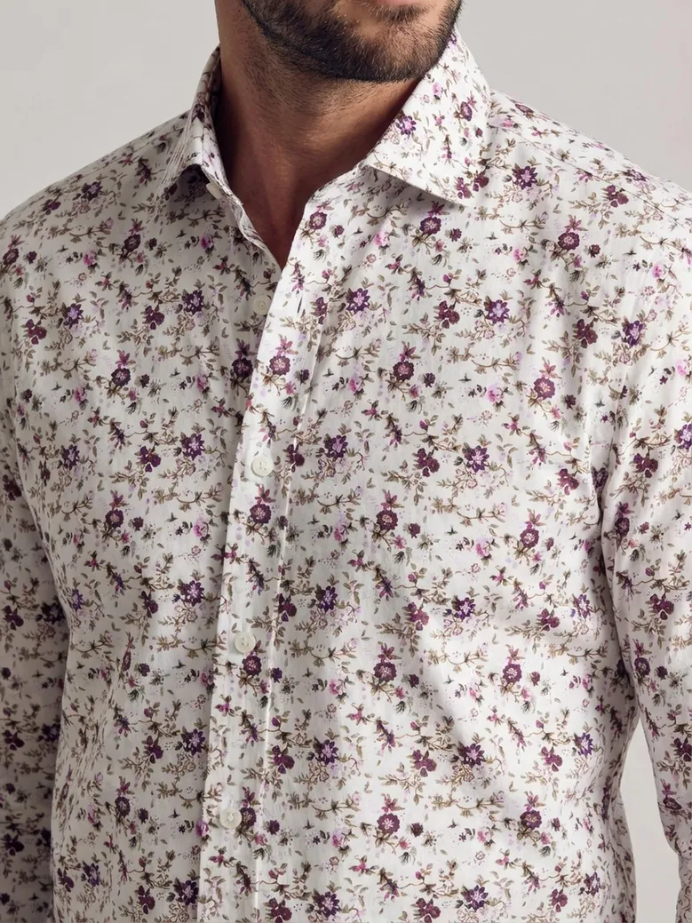 Easy-iron plain white poplin shirt