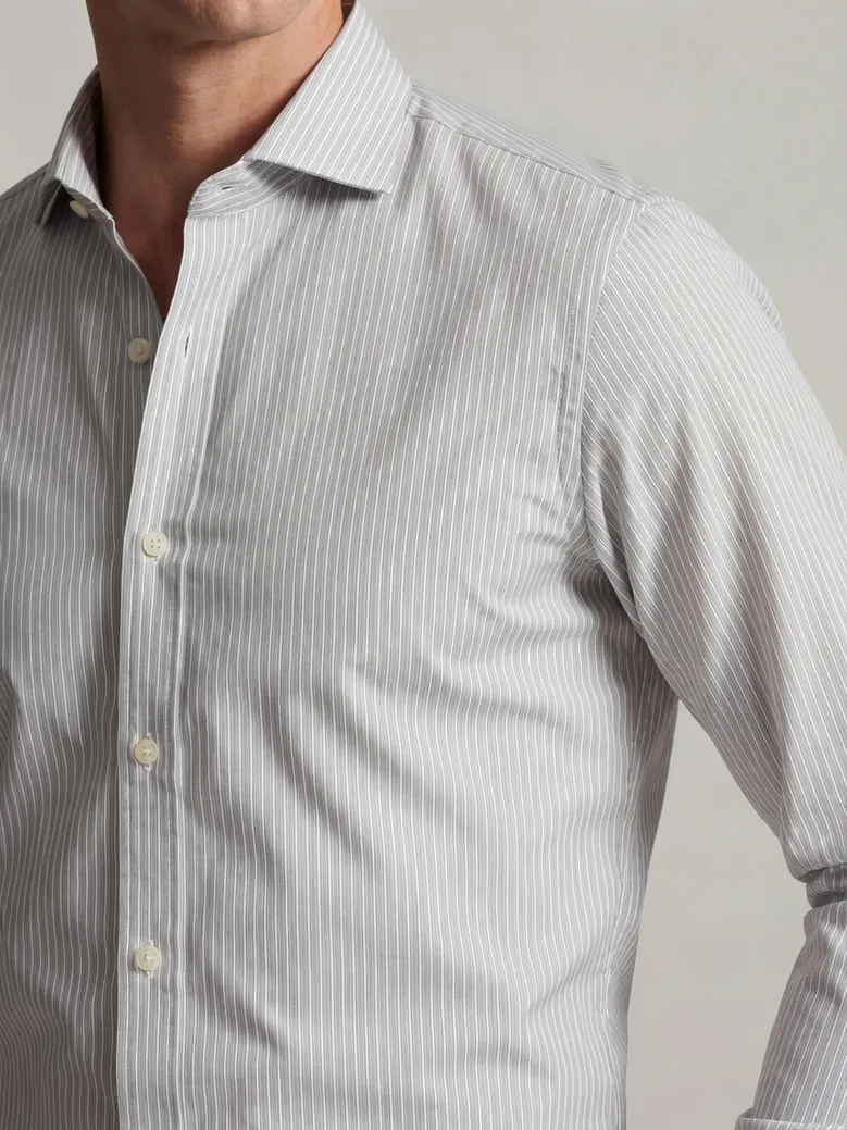 Easy-iron plain white poplin shirt