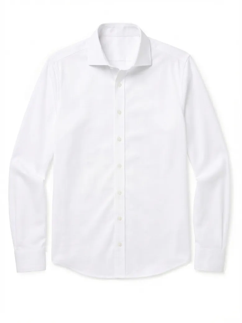 Easy-iron plain white poplin shirt