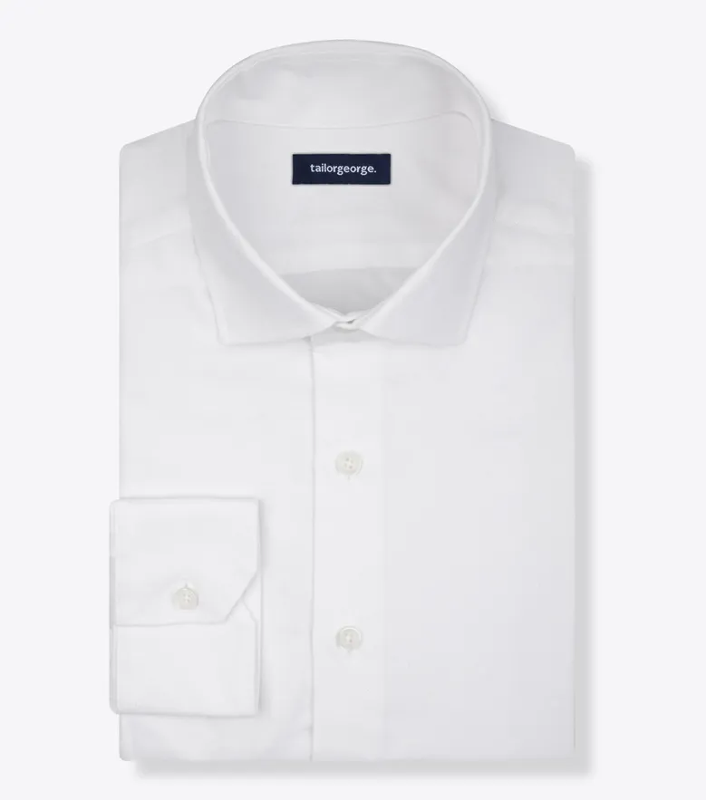 Easy-iron plain white poplin shirt