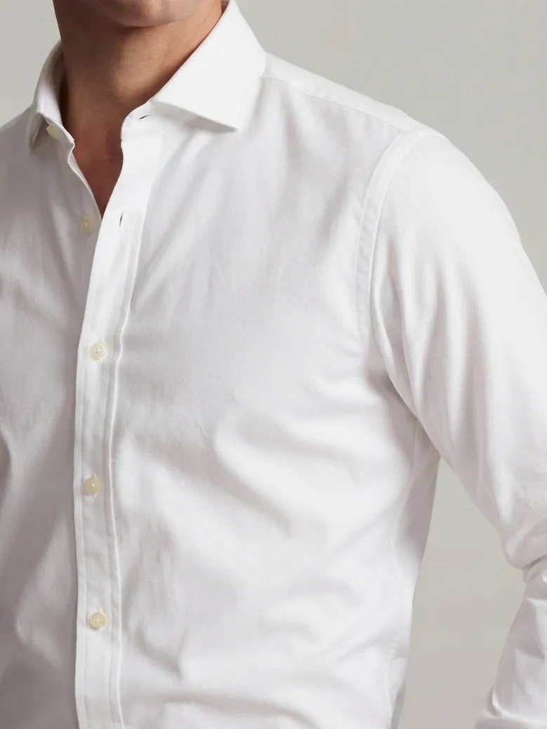 Easy-iron plain white poplin shirt